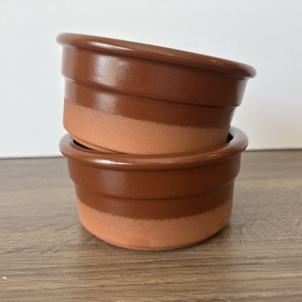 Set Of 2 Cermer Terra Cotta Ramekins Bake 4oz Brown